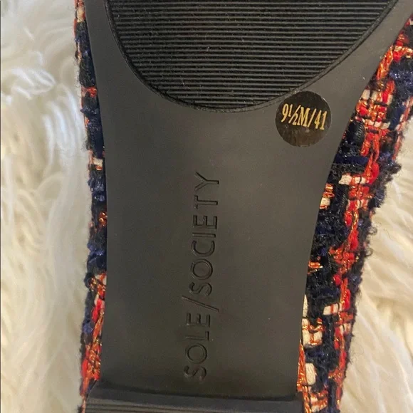 SOLE Society Women's Tweed Loafers - Navy and Orange size 9.5 BNWOT - Picture 7 of 12